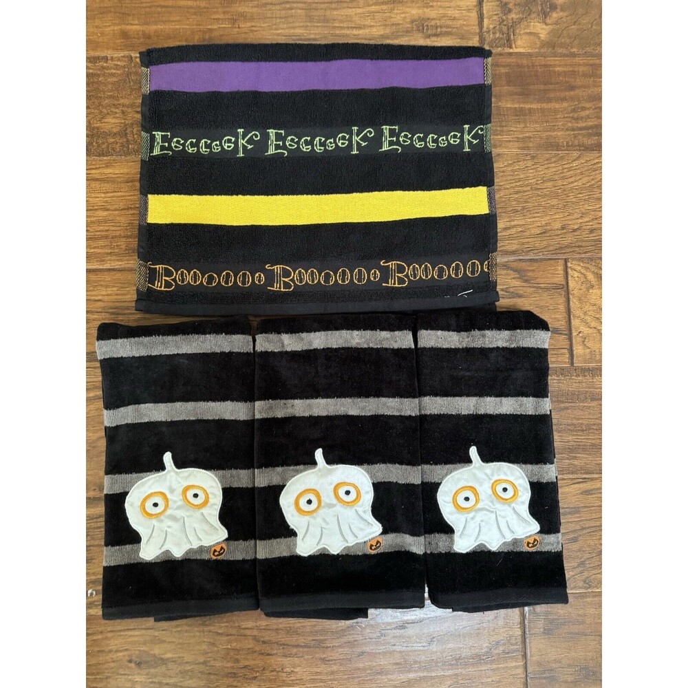4* VTG Happy Halloween Hand Towels 100% Cotton